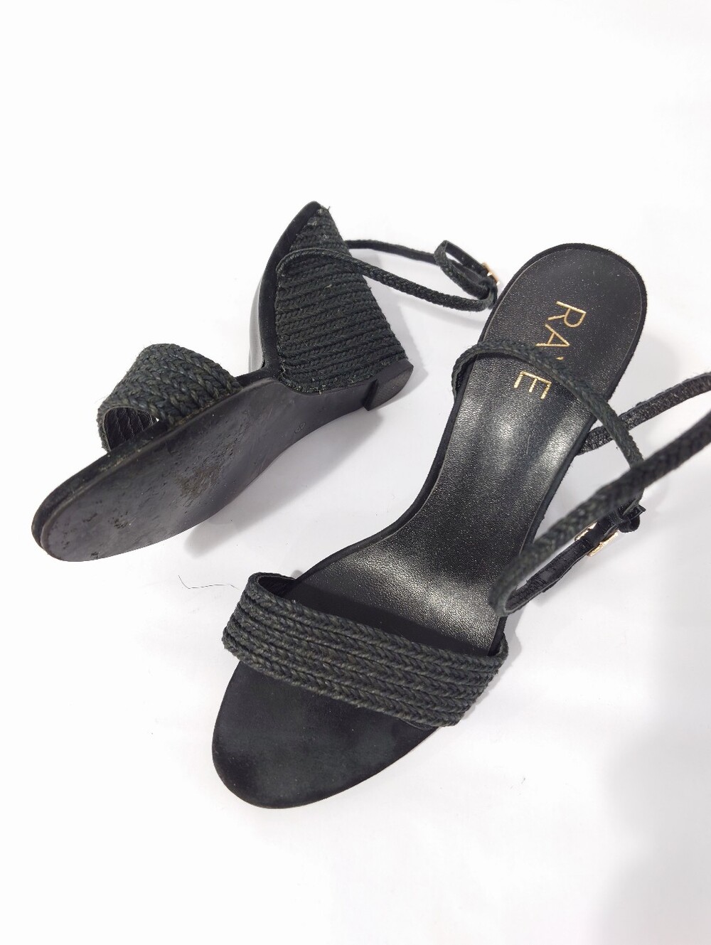 RAYE Black Woven Wedge Sandals Size 8.5